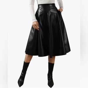 Women’s faux leather black skirt.